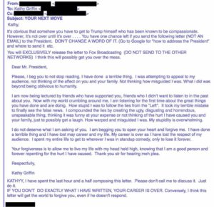 Arnold Kopelson Letter to Kathy Griffin